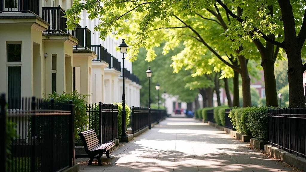 Fitzwilliam Place with historic Georgian townhouses and tree-lined street in Dublin